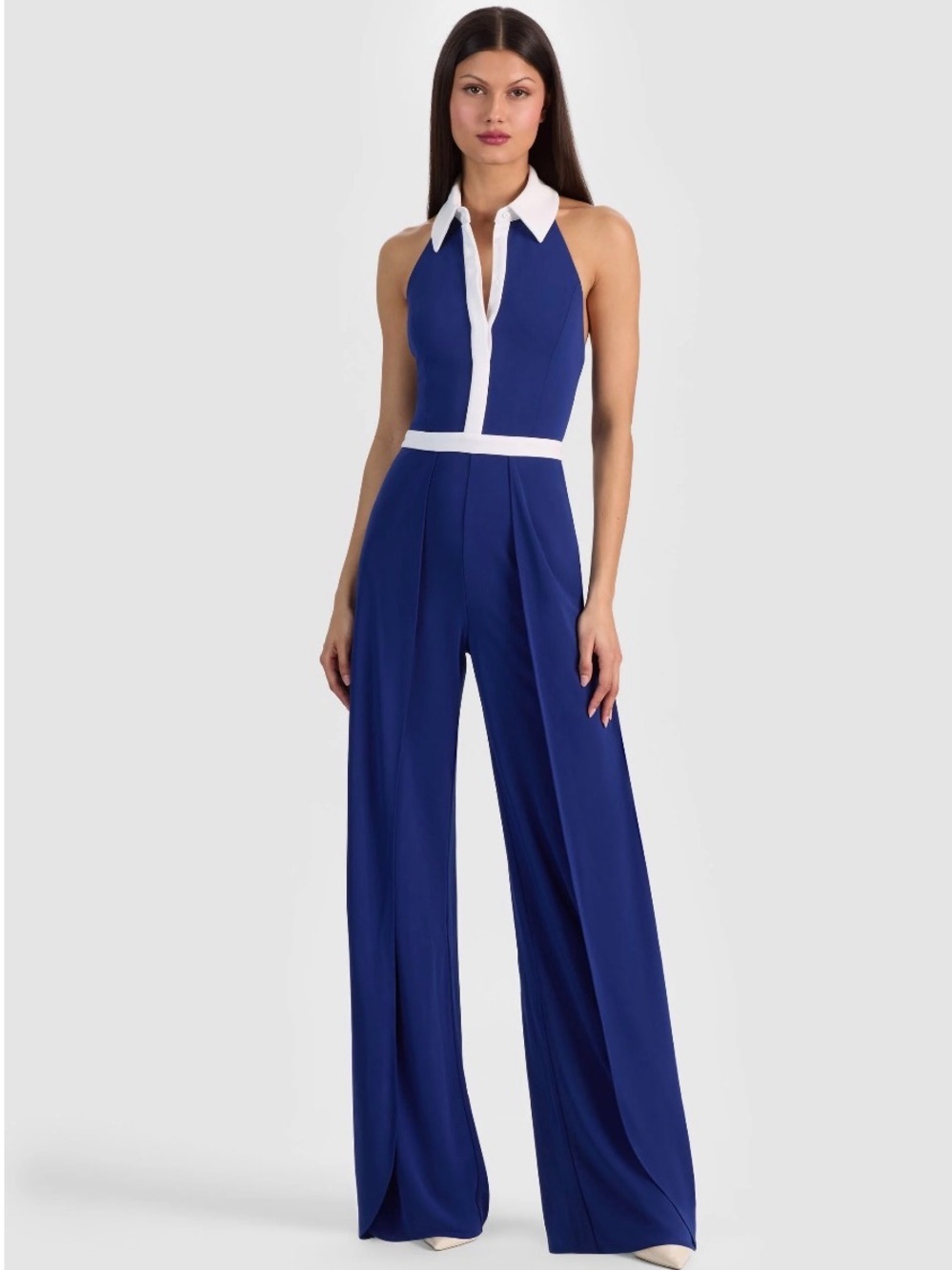 Alice + Olivia ALARA Collared Jumpsuit – Twilight Blue – Size 6 – Worn Once